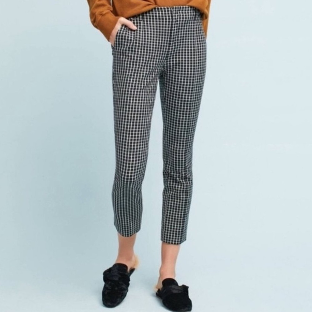 Anthropologie Essential Slim Grid Ankle Trouser Pants